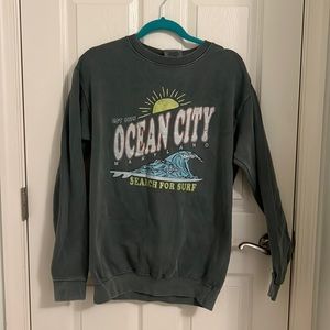 Ocean City Maryland Green Beach Crewneck Sweatshirt